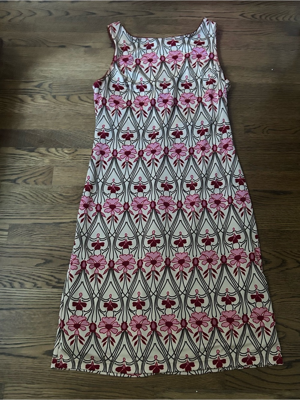 Sleeveless Pink Floral Midi Dress with Cream Base reversible - Picture 2 of 14